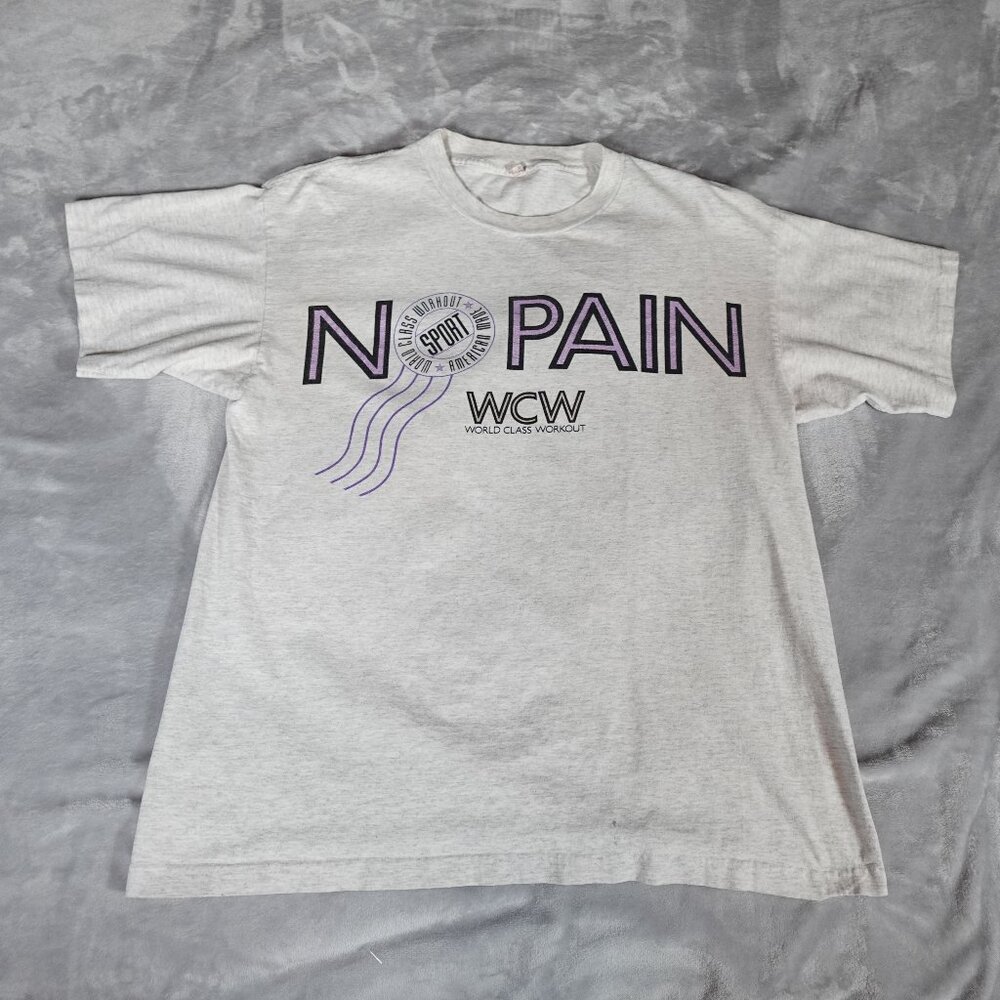 Vintage World Class Workout No Pain No Gain T Shirt Mens OSFA (Fits Slim XL) 90s